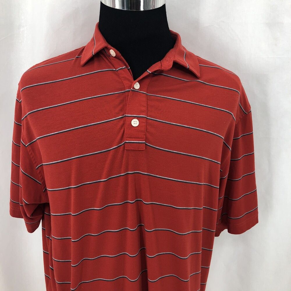 Footjoy Red White/Blue Striped Short Sleeve Golf Polo Shirt 25510 Large